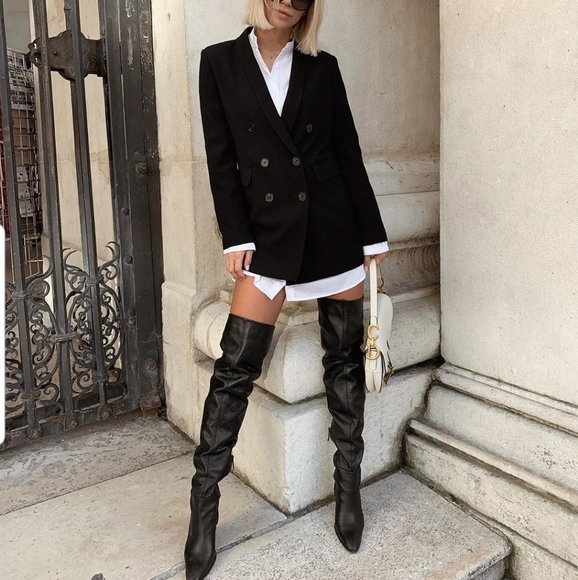 Zara Oversized Geometric Leather Boots 